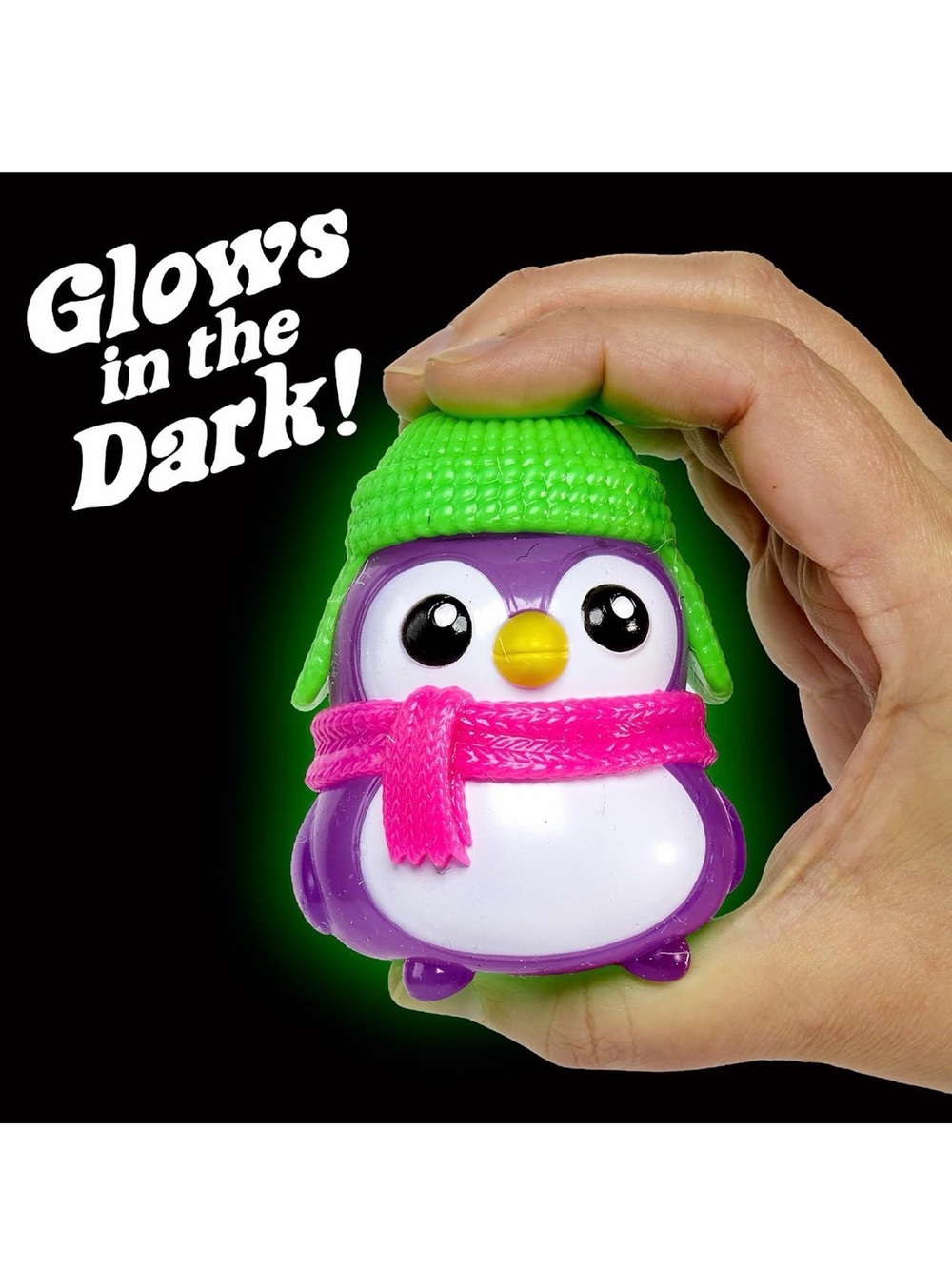Schylling NeeDoh Polar Glow Penguin Glow-in-the-Dark Penguin in Purple NWT